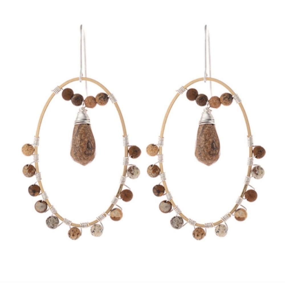 Bohemian Stone Hoop Earrings